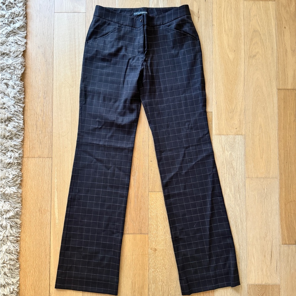 Dolce & Gabbana Plaid Brown Pants, Low/Mid Rise IT 42/ US 6